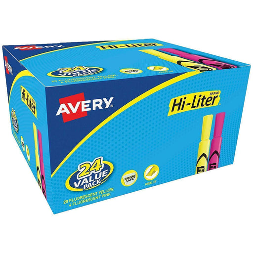 AVERY PRODUCTS CORPORATION HI-LITER Desk-Style Highlighters, Chisel Tip, Assorted Colors, 24/Pack - Janitorial Superstore