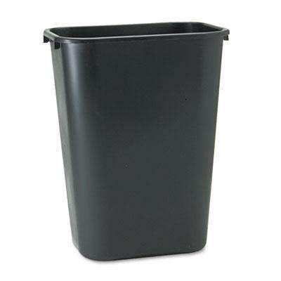 Deskside Plastic Wastebasket, Rectangular, 10 gal, Black - Janitorial Superstore