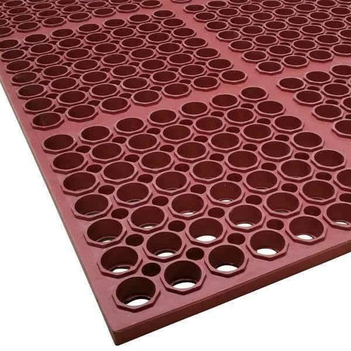 3' x 5' Red Heavy-Duty Grease-Resistant Rubber Anti-Fatigue Floor Mat Terra Cotta - Janitorial Superstore