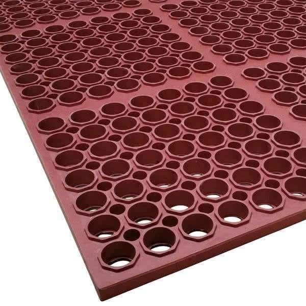 3' x 5' Red Heavy-Duty Grease-Resistant Rubber Anti-Fatigue Floor