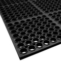 3' x 5' Black Anti-Fatigue Rubber Floor Mat with Bevel Edge - 1/2