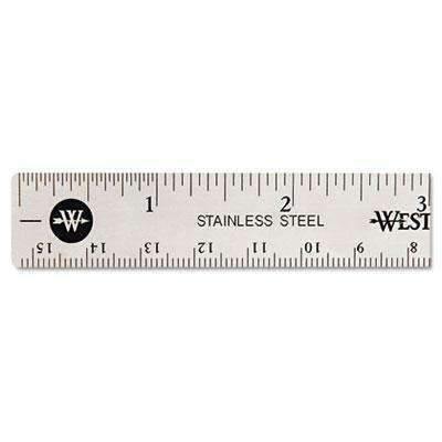Westcott® Stainless Steel Office Ruler With Non Slip Cork Base, 6" - Janitorial Superstore