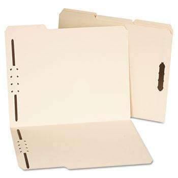 Universal® Deluxe Reinforced Top Tab Folders, 2 Fasteners, 1/3 Tab, Letter, Manila, 50/Box - Janitorial Superstore
