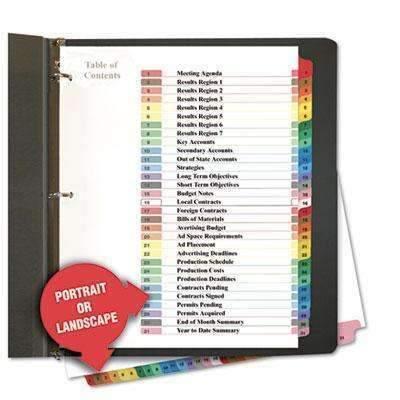 UNIVERSAL OFFICE PRODUCTS Table of Contents Dividers, Assorted Color 31-Tab, 1-31, Letter, White, 31/Set - Janitorial Superstore