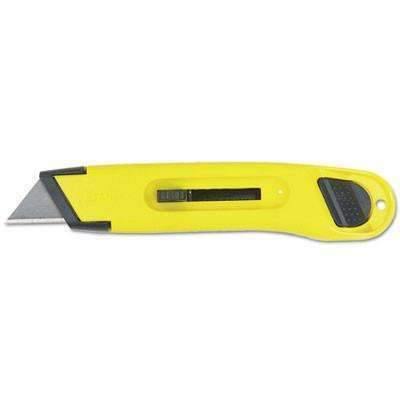 Stanley® Plastic Light-Duty Utility Knife w/Retractable Blade, Yellow - Janitorial Superstore