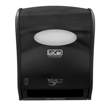 LoCor D68003 Black Electronic Hard Wound Roll Towel Dispenser - Janitorial Superstore