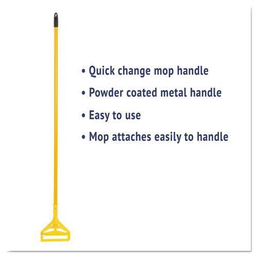 Quick Change Side-latch Plastic Mop Head Handle, 60" Aluminum Handle, Yellow - Janitorial Superstore
