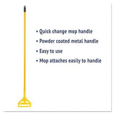 Quick Change Side-latch Plastic Mop Head Handle, 60" Aluminum Handle, Yellow - Janitorial Superstore
