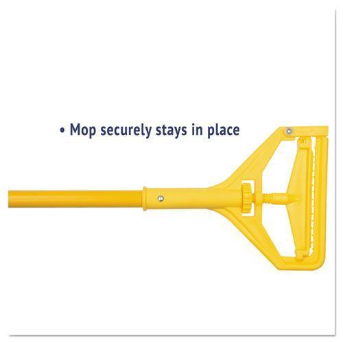 Quick Change Side-latch Plastic Mop Head Handle, 60" Aluminum Handle, Yellow - Janitorial Superstore