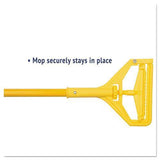 Quick Change Side-latch Plastic Mop Head Handle, 60" Aluminum Handle, Yellow - Janitorial Superstore