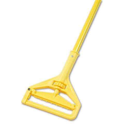 Quick Change Side-latch Plastic Mop Head Handle, 60" Aluminum Handle, Yellow - Janitorial Superstore