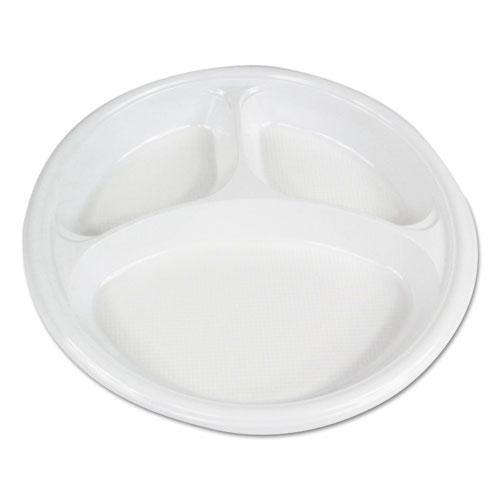 Boardwalk Hi-impact Plastic Dinnerware, Plate, 10" Dia., 3 Compartments, White, 500-carton - Janitorial Superstore
