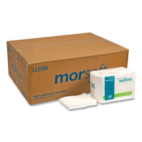 Morcon Morsoft 1-4 Fold Lunch Napkins, 1 Ply, 11.8" X 11.8", White, 6,000-carton - Janitorial Superstore