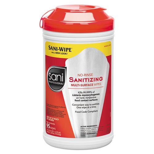 Sani Professional No-rinse Sanitizing Multi-surface Wipes, White, 95-container - Janitorial Superstore