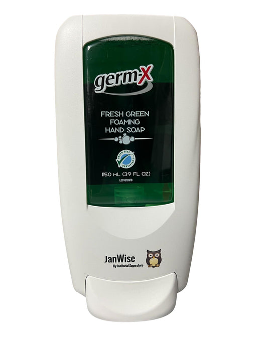 JanWise White Manual Soap Dispenser, 1150ML (Fits Germ-X Refills) - Janitorial Superstore