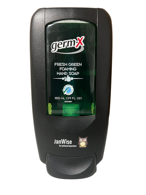 JanWise Black Manual Soap Dispenser, 1150ML (Fits Germ-X Refills) - Janitorial Superstore