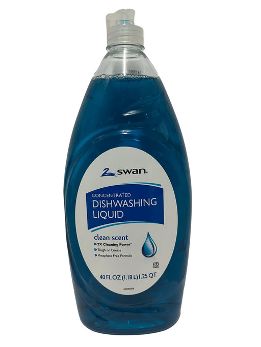 Swan Concentrated Dishwashing Liquid, Clean Scent, 40 FL OZ, 6 Case - Janitorial Superstore