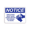 Palmer Fixture Employee's Must Wash Hands Notice Sign - Janitorial Superstore