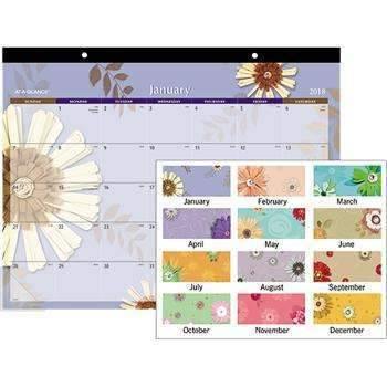 AT-A-GLANCE® Paper Flowers Desk Pad, 22 x 17, 2023 - Janitorial Superstore