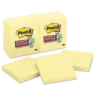 Post-it® Notes Super Sticky Canary Yellow Note Pads, 3 x 3, 90-Sheet, 12/Pack - Janitorial Superstore