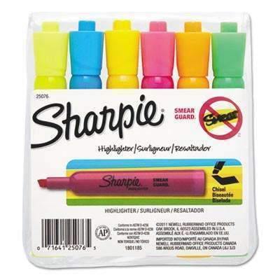 Sharpie® Accent Tank Style Highlighter, Chisel Tip, Assorted Colors, 6/Set - Janitorial Superstore