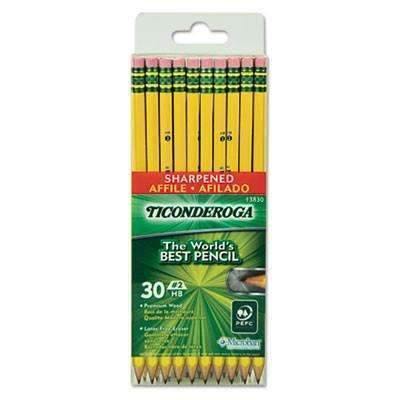 Ticonderoga® Pre-Sharpened Pencil, HB, #2, Yellow Barrel, 30/Pack - Janitorial Superstore