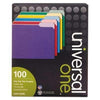 Universal® File Folders, 1/3 Cut Single-Ply Top Tab, Letter, Assorted, 100/Box - Janitorial Superstore