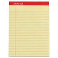 Universal® Perforated Edge Writing Pad, Legal/Margin Rule, Letter, Canary, 50 Sheet, Dozen, 8 1/2