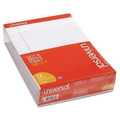 Universal® Perforated Edge Writing Pad, Legal Ruled, Letter, White, 50 Sheet, Dozen, 8 1/2" X 11 3/4" - Janitorial Superstore