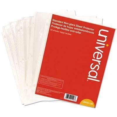 Universal® Top-Load Poly Sheet Protectors, Std Gauge, Nonglare, Clear, 50/Pack - Janitorial Superstore