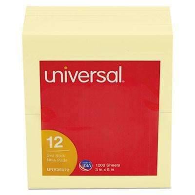 Universal® Self-Stick Pop-Up Note Pads, 3 x 5, Yellow, 100-Sheet, 12/Pack - Janitorial Superstore