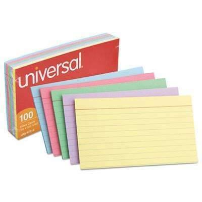 Universal® Index Cards, 3 x 5, Blue/Violet/Green/Cherry/Canary, 100/Pa —  Janitorial Superstore