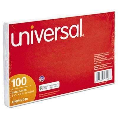 Universal® Unruled Index Cards, 5 x 8, White, 100/Pack - Janitorial Superstore