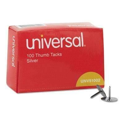 Universal® Thumb Tacks, Steel, Silver, 5/16", 100/Box - Janitorial Superstore