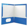 Universal® Laminated Two-Pocket Folder, Cardboard Paper, Blue, 11 x 8 1/2, 25/Box - Janitorial Superstore