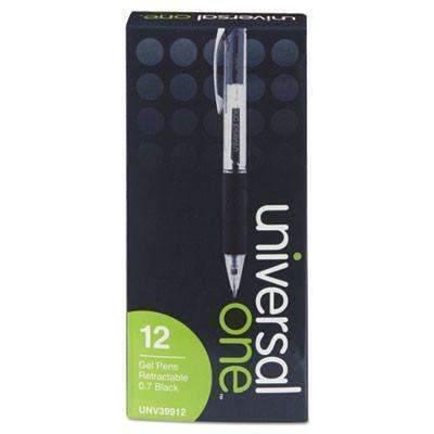 Clear Roller Ball Retractable Gel Pen, Black Ink, 12 Pack(#UNV39912) - Janitorial Superstore
