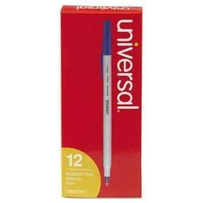 Economy Ballpoint Stick Oil-Based Pen, Blue Ink, 12 Pack (UNV27411) - Janitorial Superstore