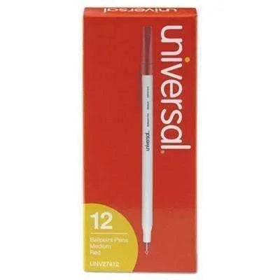 Economy Ballpoint Stick Oil-Based Pen, Red Ink, 12 Pack (UNV27412) - Janitorial Superstore