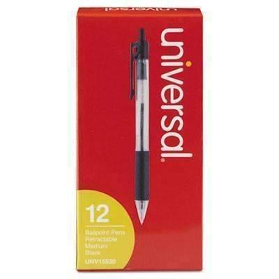Economy Retractable Ballpoint Pen, Black Ink, 12 Pack (UNV15530) - Janitorial Superstore