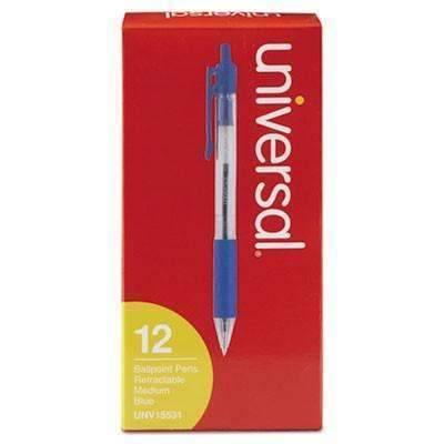 Economy Retractable Ballpoint Pen, Blue Ink, 12 Pack - Janitorial Superstore