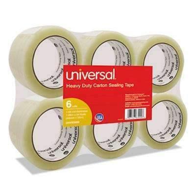 Universal® General-Purpose Box Sealing Tape, 48mm x 54.8m, 3" Core, Clear, 6/Pack - Janitorial Superstore