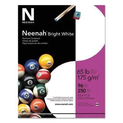 Neenah® Bright White Card Stock, 65lb, 96 Bright, 8 1/2 x 11, White, 250 Sheets - Janitorial Superstore