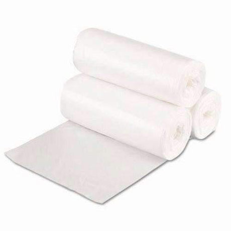 JanWise 24"x 32" White Garbage Can Liners, .65 Mil, 500 Case, 12-15 Gal - Janitorial Superstore