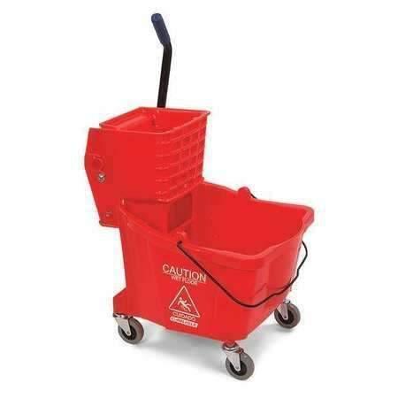 35QT RED MOP BUCKET,HEAVY DUTY SIDE PRESS WRINGER,(#3497) - Janitorial Superstore