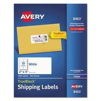 Avery® Shipping Labels with TrueBlock Technology, Inkjet, 2 x 4, White, 1000/Box - Janitorial Superstore