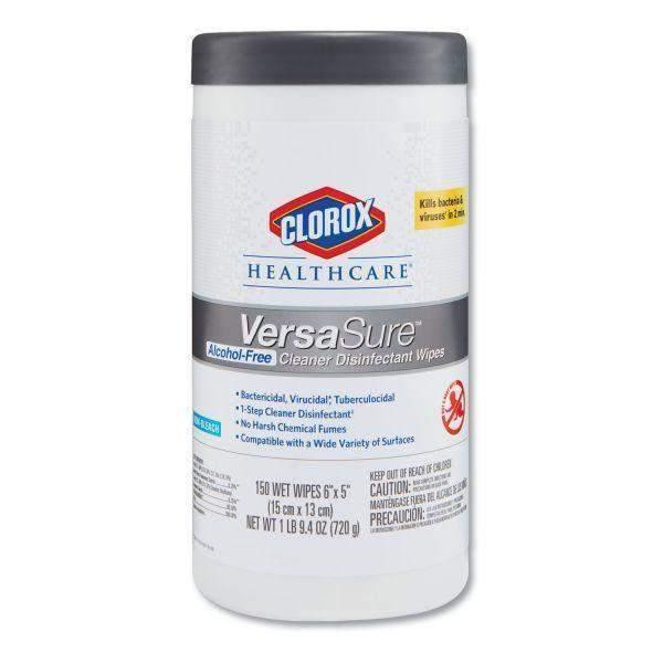 Clorox Healthcare VersaSure Cleaner Disinfectant Wipes, 1-Ply, 6 3/4" x 8", White, 6-Cans/150 Towels Each - Janitorial Superstore