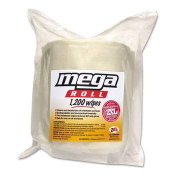 2XL Corporation, Inc. Gym Wipes Mega Roll Refill, 8 x 8, White, 1200/Roll, 2 Rolls/Carton - Janitorial Superstore