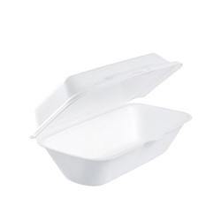 White Foam Hinged Lid Hoagie Container - 9.5" x 5.25" x 3.5" 500cs - Janitorial Superstore
