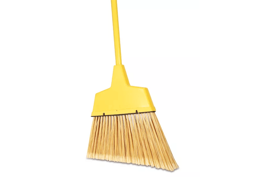Yellow AngledHead Lobby Brooms, 55" Handle, — Janitorial Superstore
