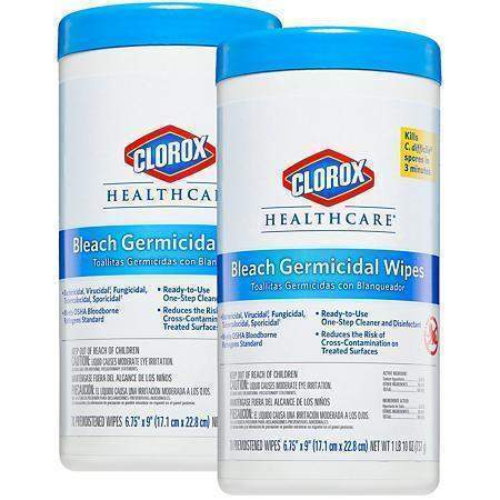 Clorox 30577 Sales Co. Bleach Germicidal Wipes, 6 x 5, Unscented, 150/Canister - Janitorial Superstore
